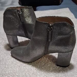 White House Black Market Glittery Silver Ankle Boots